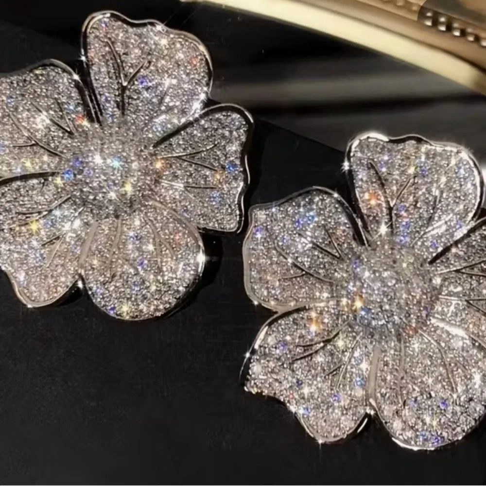 Dazzling Silver Floral Earrings